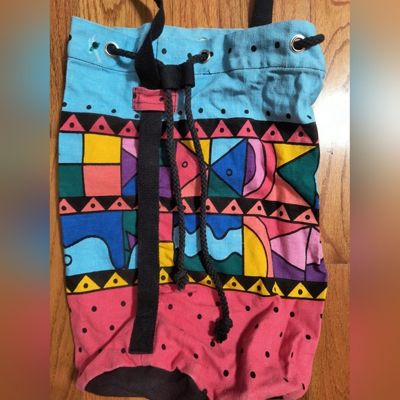 Vintage Spiegel drawstring canvas bag, H 18" x L 13" - Picture 3 of 14